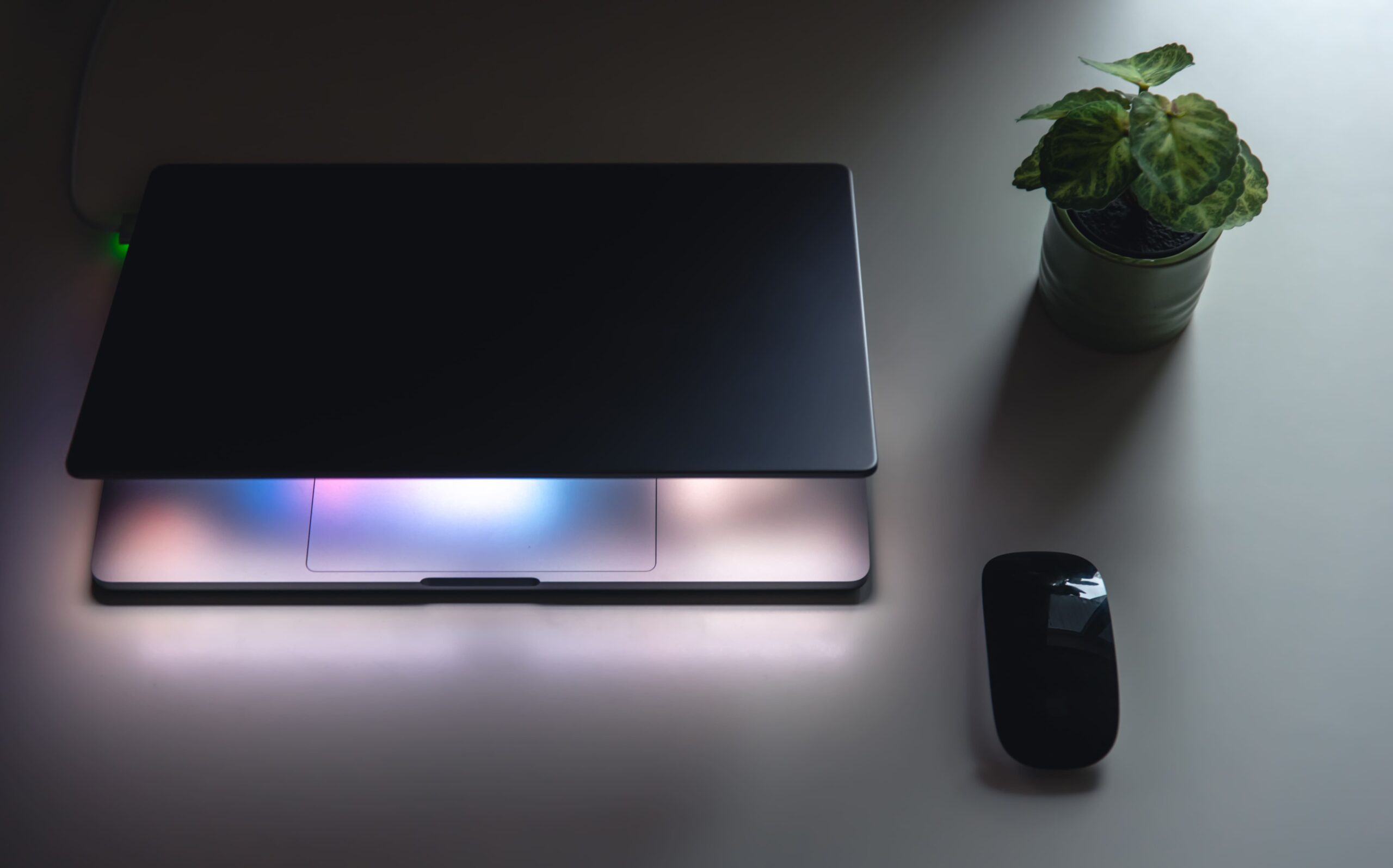 close up laptop keyboard colorful neon illumination backlit keyboard (1)